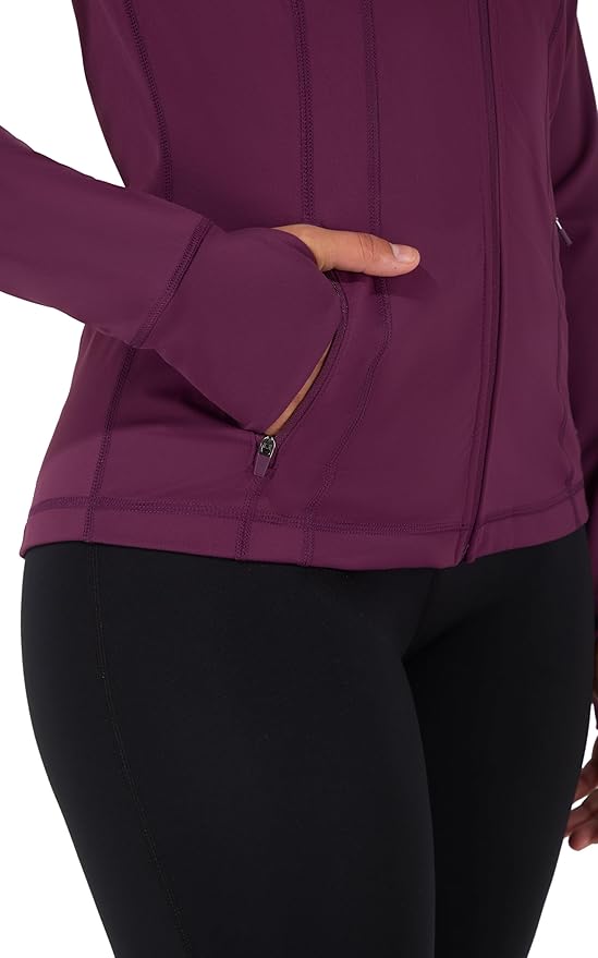 90 Degree By Reflex Full Zip Running Track Jacket Lightweight Athletic Slim Fit Jacket with Thumbholes