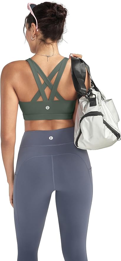 RUNNING GIRL Sports Bras for Women,Padded Strappy Sports Bras Criss-Cross Back Medium Support Sports Bras with Removable Cups