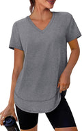 XIEERDUO Womens Workout Tops Short Sleeve Shirts Quick Dry Outfits for Hiking Running V Neck S-3XL