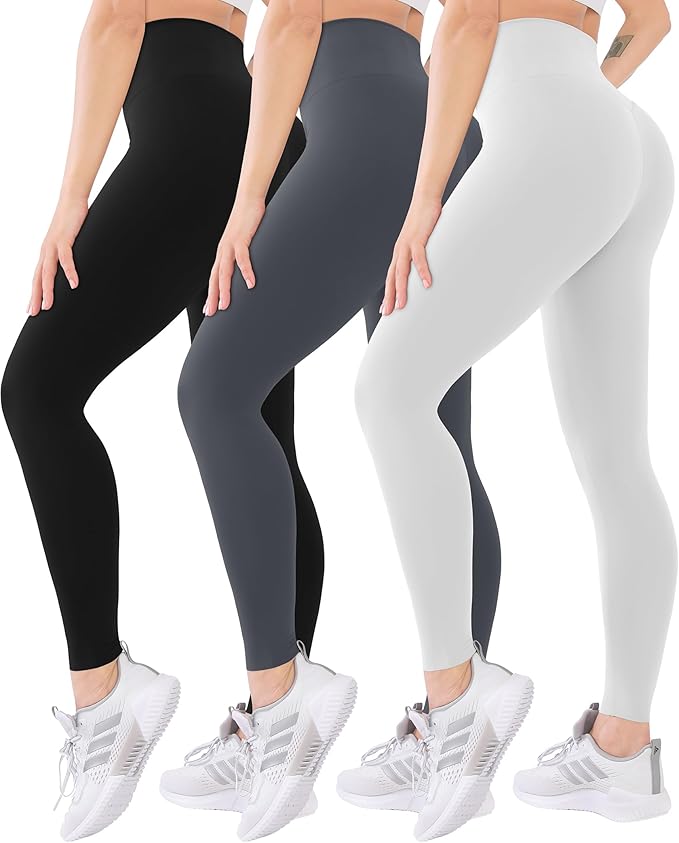 Blisset 3 Pack High Waisted Leggings for Women with Pockets Soft Active Tummy Control Pants for Yoga Running & Daily Wear