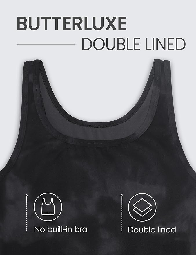 CRZ YOGA Butterluxe Double Lined Tank Tops for Women - Workout Casual Scoop Neck Racerback Crop Sleeveless Shirt
