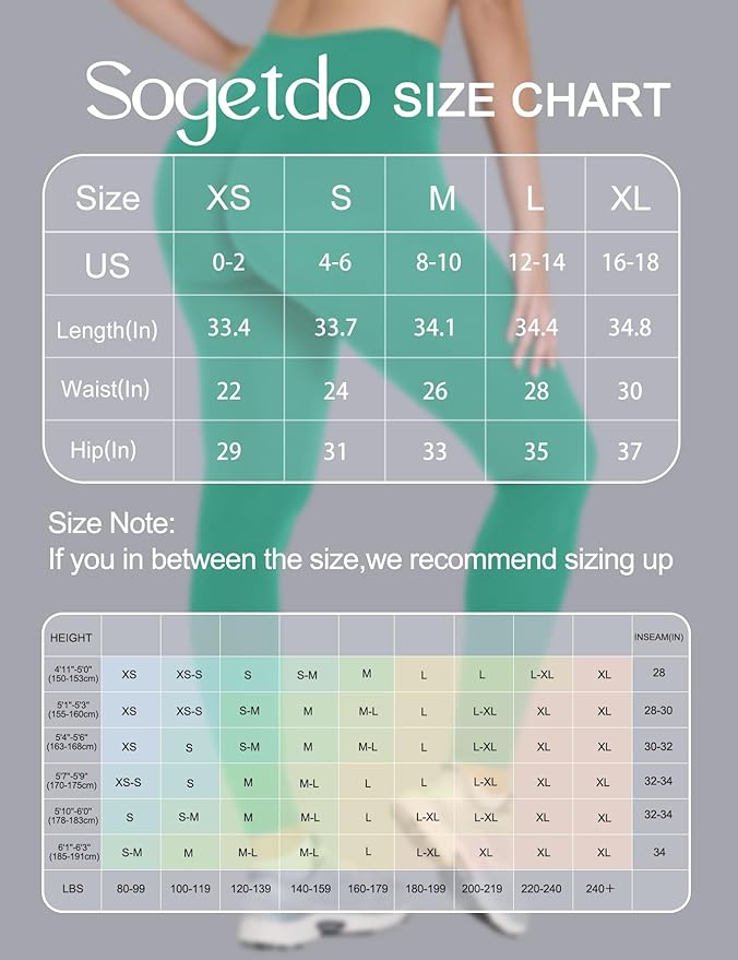 Sogetdo Yoga Leggings for Women Hidden Scrunch Butt Non See Through High Waisted No Front Seam Athletic Gym Workout Pants