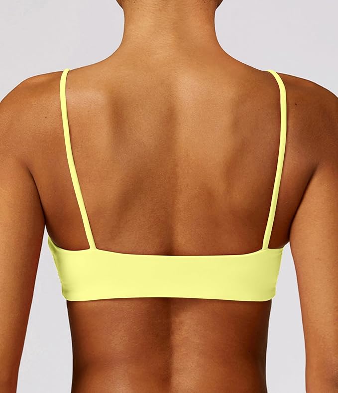 Comper Women's Sports Bra with Thin Straps Stretchy Wirefree Workout Bras Lightweight Workouts Bralette with Removable Pads