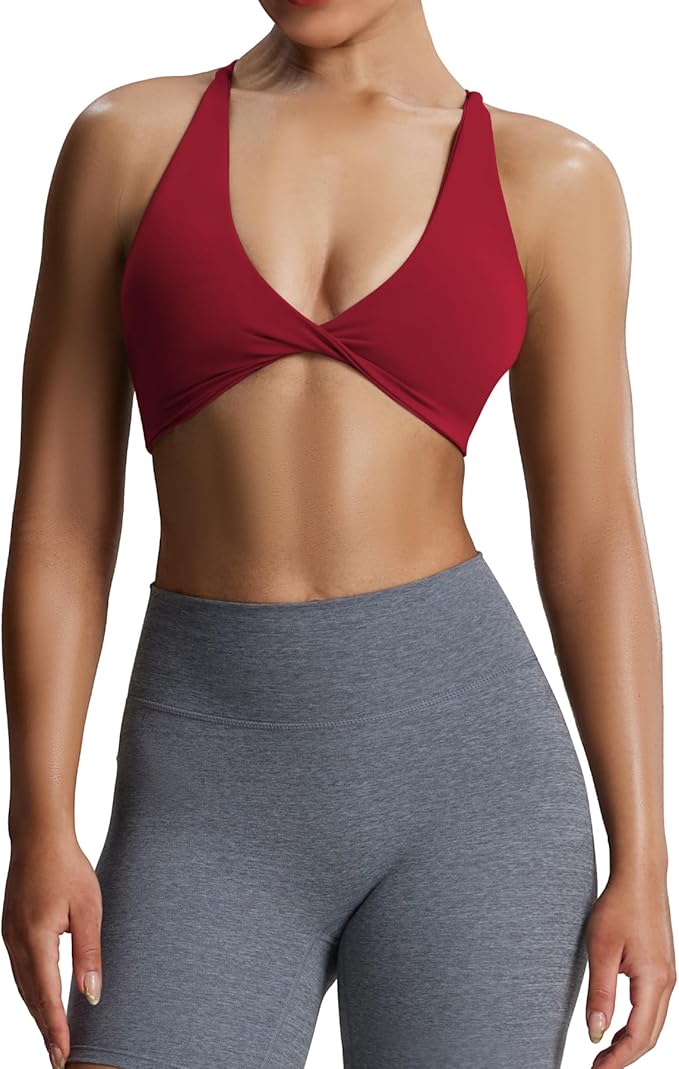 Aoxjox Women's Workout Sports Bras Fitness Metamorph Sienna Twist Bra Yoga Crop Tank