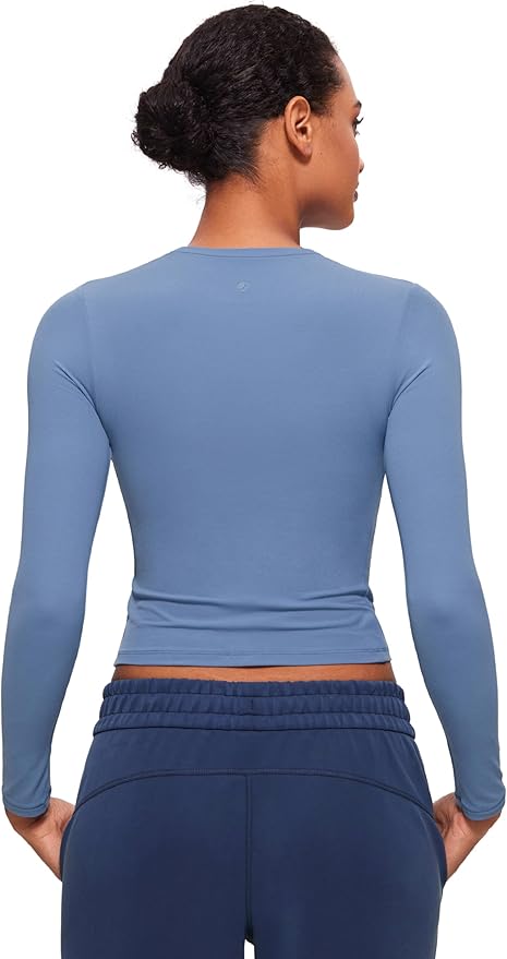 CRZ YOGA Softembrace Crewneck Long Sleeve Shirts for Women - Casual Going Out Tops Soft Basic Fitted Tight Fall T-Shirts