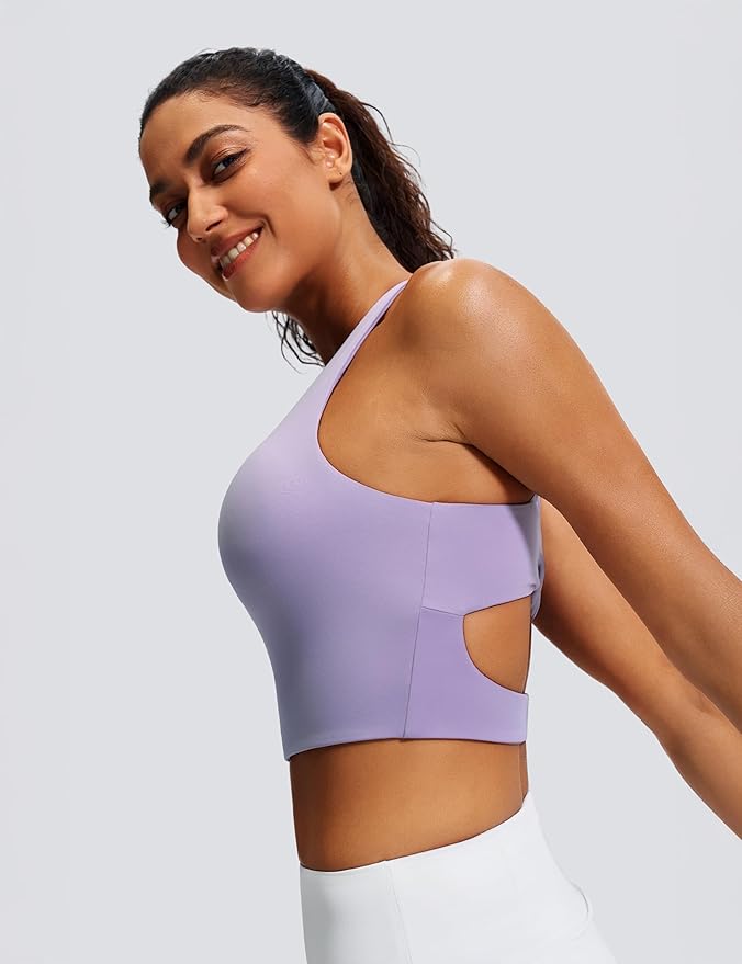 Sports Bras for Women Criss-Cross Back Padded Workout Tank Tops Medium Support Crop Tops for Women
