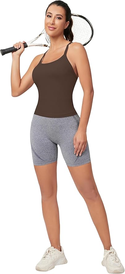 MathCat Workout Tank Tops for Women with Built in Bra, Sleeveless Gym Tops Seamless Racerback Athletic Yoga Shirts