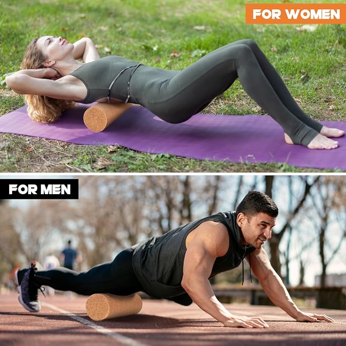 Yoga Blocks Cork Roller Fitness Yoga Roller Exercise Physical Exercise Deep Tissue Muscle Massage Portable Yoga Cylinder Back Bend Training for Legs Back Muscles