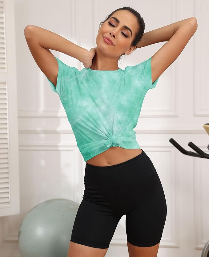 KevaMolly Workout Tops for Women UPF50+ Breathable Loose Fit Yoga T Shirts Short Sleeve Running Gym Athletic Tee Top