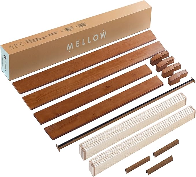 Mellow Naturalista Grand - 12 Inch Solid Wood Platform Bed with Wooden Slats - No Box Spring Needed - Full (Cherry)