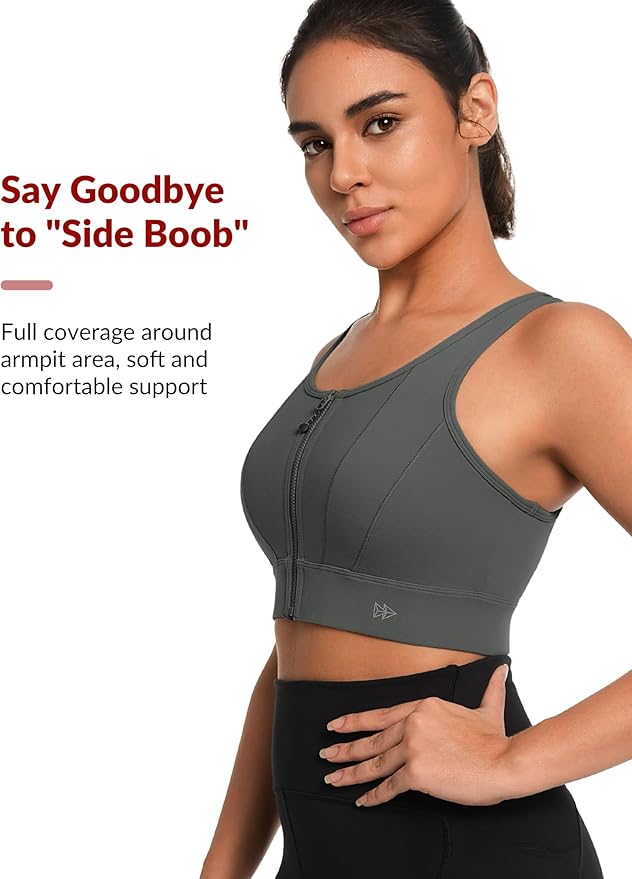 Yvette Front Closure Sports Bras for Women High Support Large Bust Supportive Sports Bra High Impact for Running