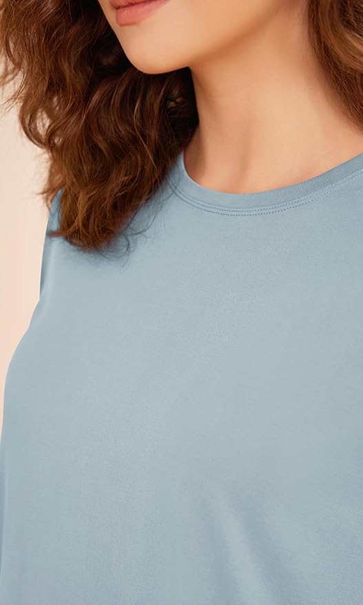 ODODOS Modal Soft Short Sleeve Shirts for Women Crew Neck Yoga Tee Casual Workout Tops