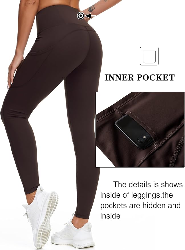 Dragon Fit High Waist Yoga Leggings with 3 Pockets,Tummy Control Workout Running 4 Way Stretch Yoga Pants