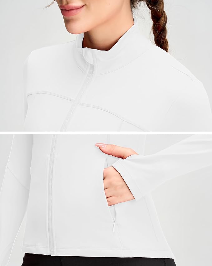 QUEENIEKE Womens Running Jackets Athletic Workout Scrub Jacket Track Full Zip Up Gym for Women Yoga Top
