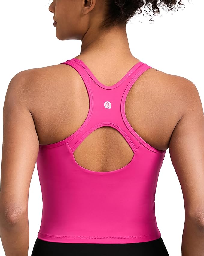 RUNNING GIRL Workout Tank Tops with Built in Bras for Women,Compression Shirt Strappy Back Athletic Yoga Tops