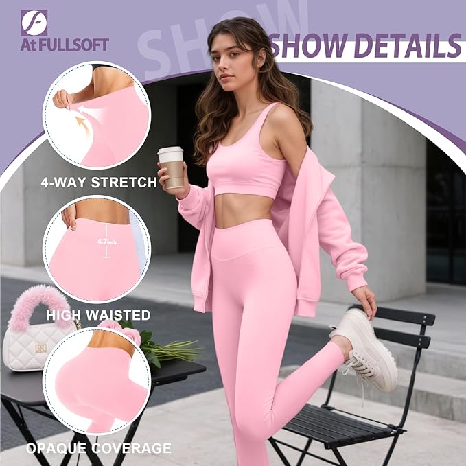 FULLSOFT Buttery Soft Leggings for Women - High Waisted Tummy Control No See Through Workout Yoga Cycling Tights Pants
