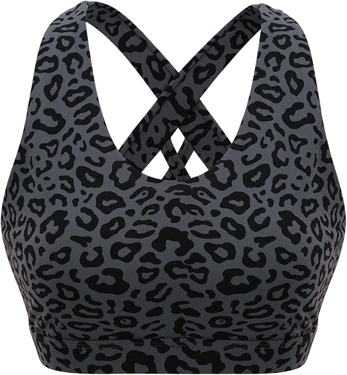 RUNNING GIRL Sports Bras for Women,Padded Strappy Sports Bras Criss-Cross Back Medium Support Sports Bras with Removable Cups