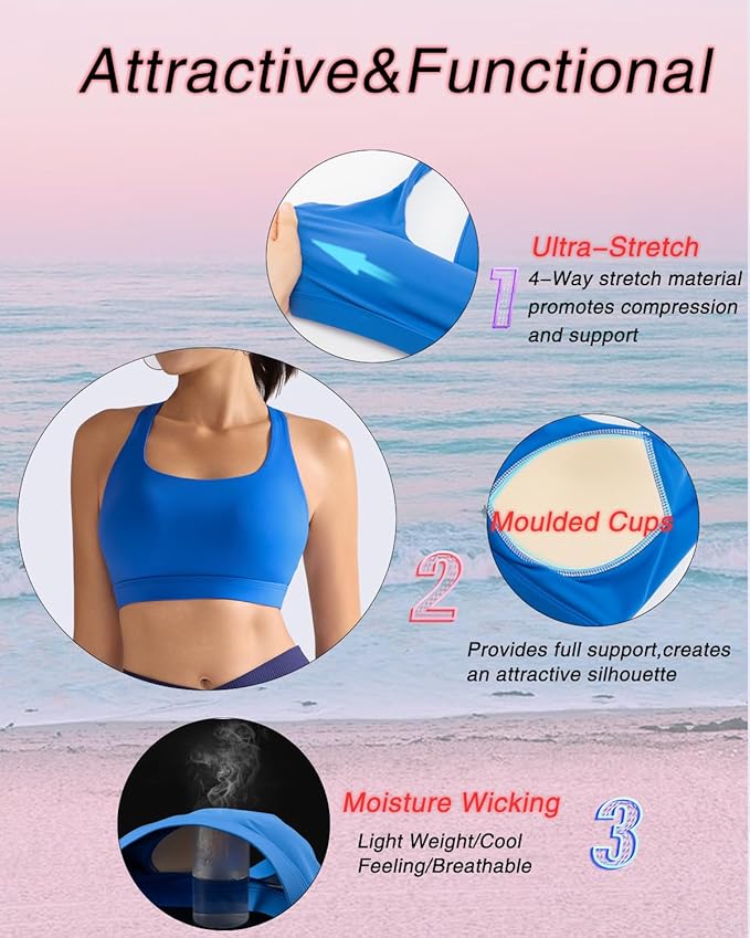 RUNNING GIRL Sports Bras for Women, Molded Cup High Impact Sports Bra Workout Bras for Women High Support Racerback