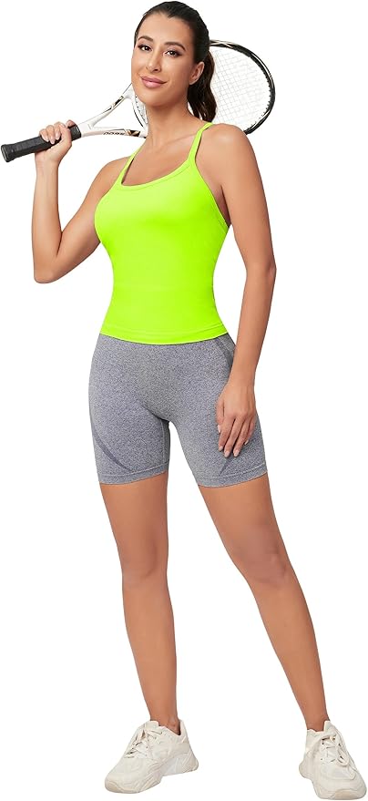 MathCat Workout Tank Tops for Women with Built in Bra, Sleeveless Gym Tops Seamless Racerback Athletic Yoga Shirts