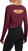 Bestisun Long Sleeve Workout Running Shirts Athletic Yoga Gym Crop Tops for Women