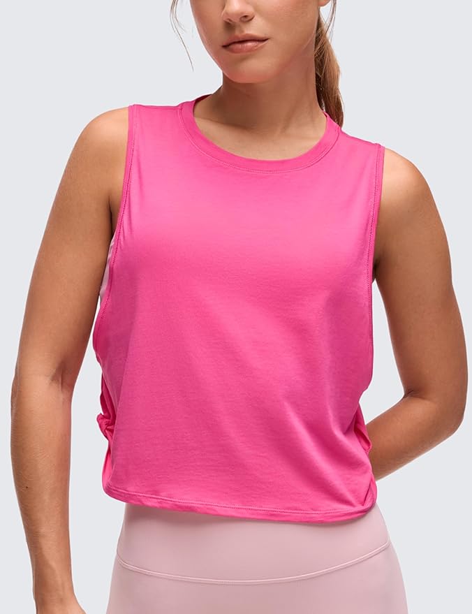 CRZ YOGA Pima Cotton Large Armhole Tank Tops for Women - Workout Sport Athletic Yoga Running Gym Loose Crop Sleeveless Shirts