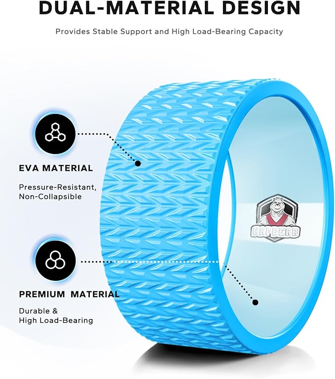 HAPBEAR Back Roller - Yoga Wheel Set with 26'' Anti-Burst Exercise Ball – 12'' PP Inner Core Spine Alignment Tool for Back Pain Relief,Core Strength & Full-Body Workout, Back Roller Wheel for Home Gym & Therapy, Pump Included