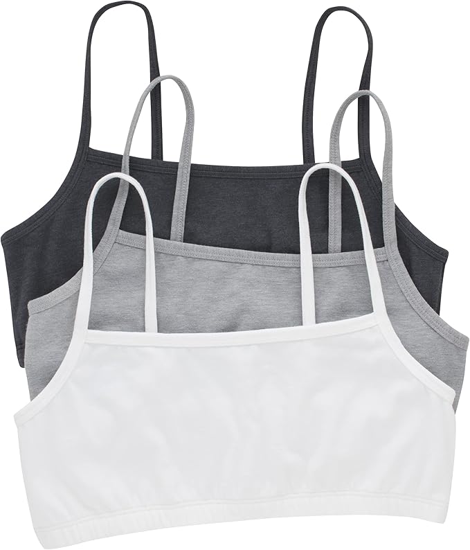 Hanes Women's String Bralette Pack, 3-Pack, Cotton Sports Bralette Bras for Women, Solid or Assorted Wireless Bras