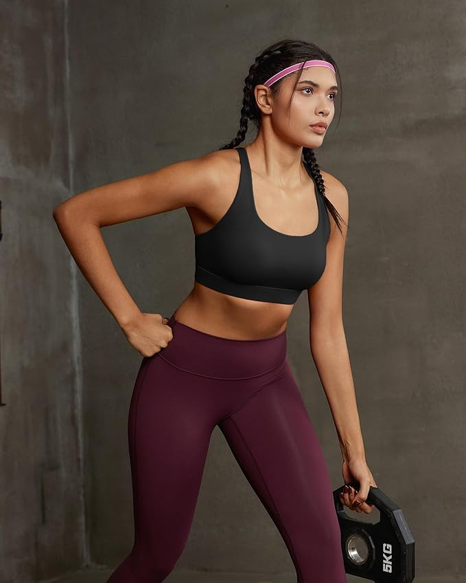 RUNNING GIRL Sports Bra for Women, Molded Cup High Impact Sports Bras for Women with Sewn in Pads