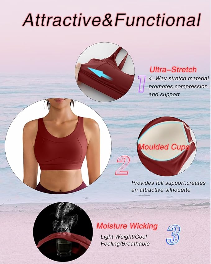 RUNNING GIRL High Impact Sports Bras for Women,Racerback Running Bra Workout Crop Tank Tops Longline Sports Bra Push up