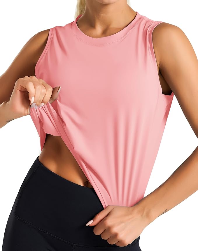Dragon Fit Womens Ice Silk Workout Tank Tops Sleeveless Cropped Yoga Shirt for Running Gym Summer