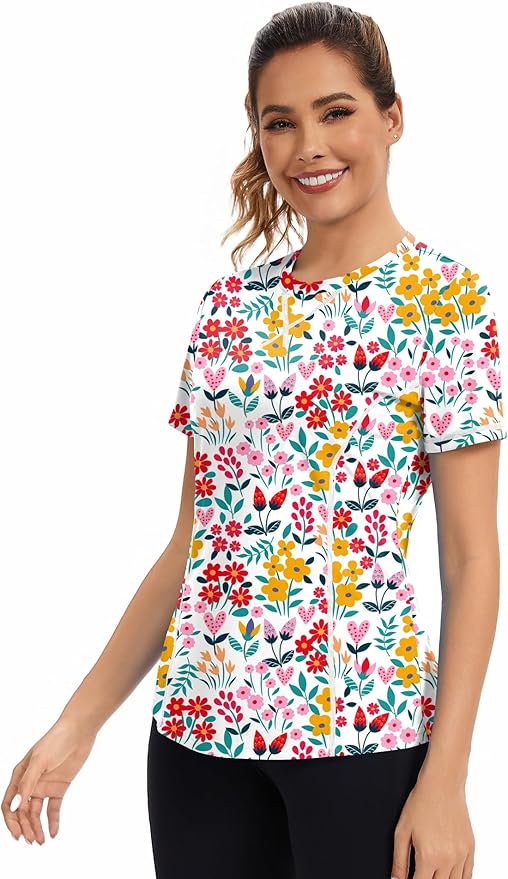 AVOOGUE Women's Short Sleeve Workout Tops Quick Dry Athletic UPF50+ Sun Protection Shirts Gym Hiking Running Yoga Clothes