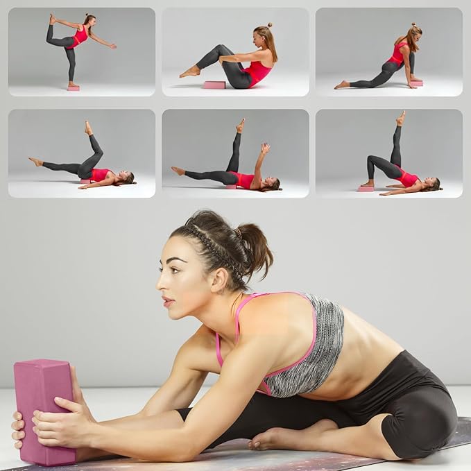 Yoga Blocks 2 Pcs, 9"x6"x3" Yoga Brick Foam Blocks EVA Foam Block Yoga Props Accessories for Yoga Pilates Stretching and Meditation