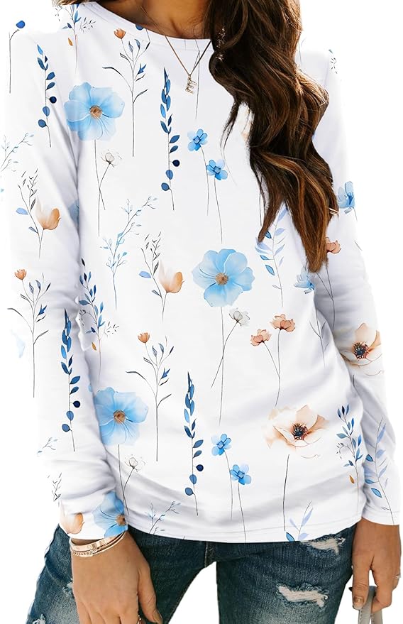 AUTOMET Women‘s Basic Long Sleeve Crewneck, Plus Size Winter & Spring Top, Casual Fall Tee for Teacher & Everyday Outfits
