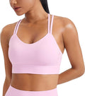 CRZ YOGA Softness Mold Butterluxe Strappy Longline Sports Bras for Women - Double Spaghetti Strap Workout Yoga Crop Top