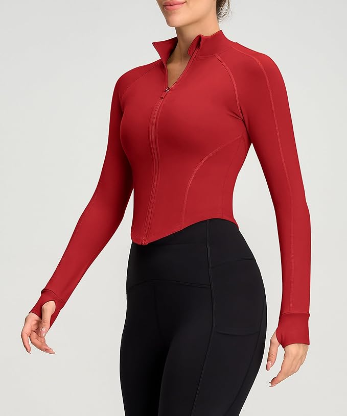 Womens Zip Up Bbl Jacket Lightweight Cropped Athletic Jacket Track Gym Workout Jackets for Running Yoga Hiking