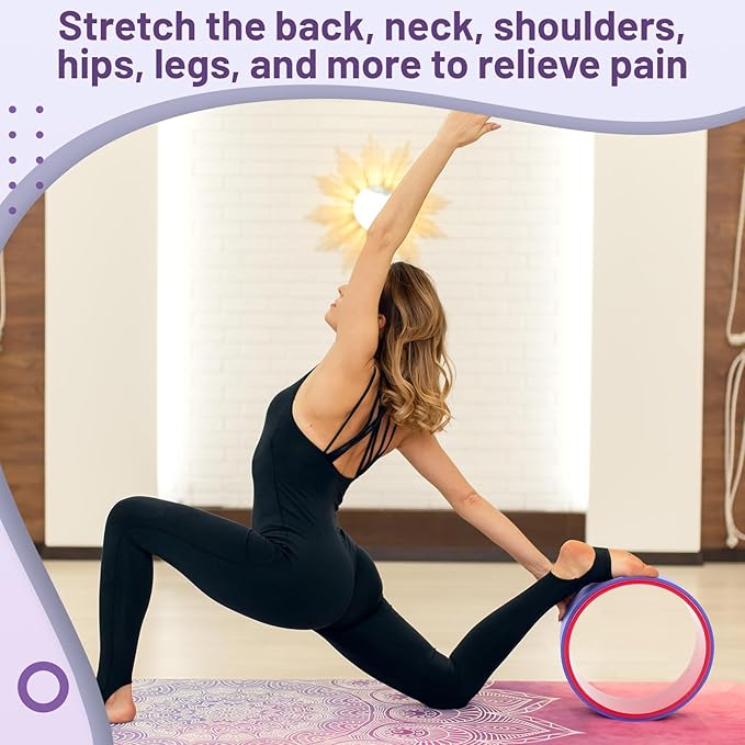 3 Pack ABS Yoga Wheel Set 660 Lbs Foam Roller for Back Pain & Stretching Back Wheel for Massage, Purple and Pink Set