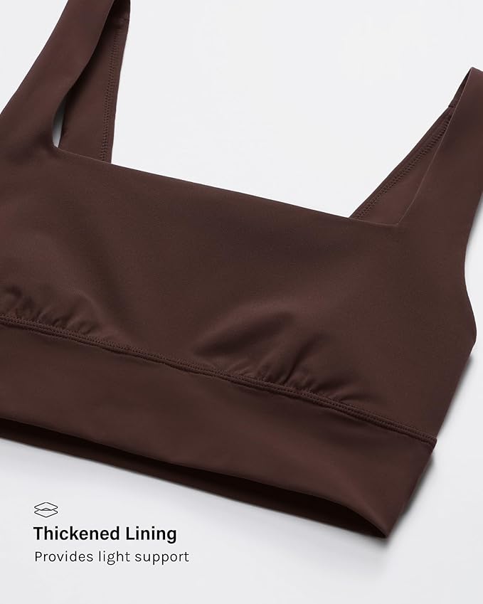 INLYRIC Women's Inbarely Outwear Longline Square Neck Bralette Supportive Unlined No Underwire Yoga Sports Bra