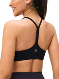 Womens Y Back Padded Sports Bra Strappy U Neck Butter Soft Low Impact Workout Bras Yoga Pilates Walking