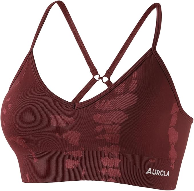 AUROLA Serpent Seamless Sports Bras for Women,Backless Padded Strappy Workout Gym Yoga Crop Tops