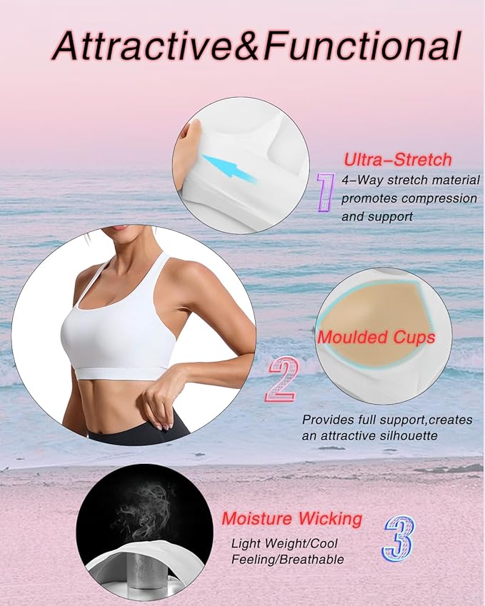 RUNNING GIRL Sports Bras for Women, Molded Cup High Impact Sports Bra Workout Bras for Women High Support Racerback