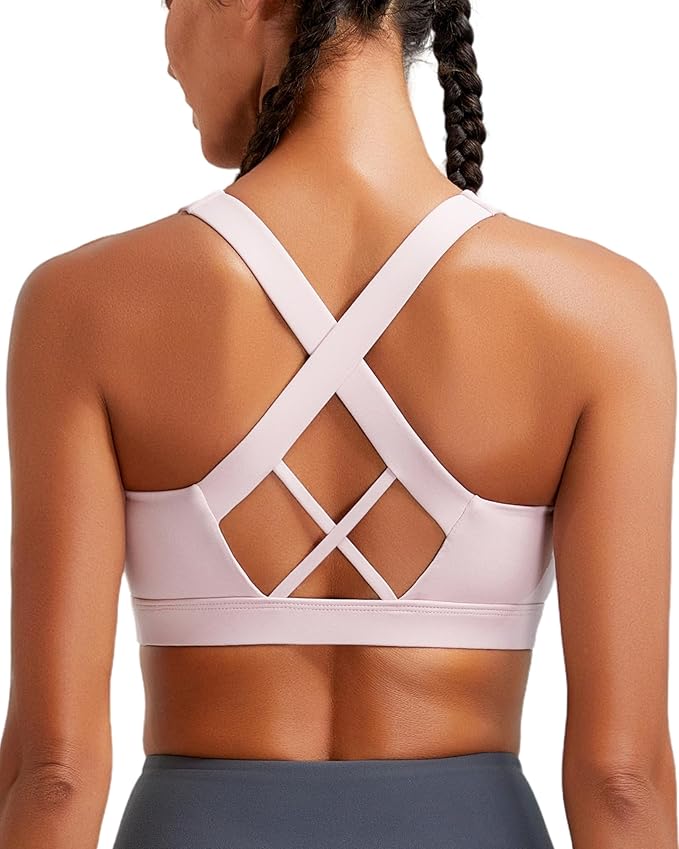 RUNNING GIRL Sports Bra for Women, Molded Cup High Impact Sports Bras for Women with Sewn in Pads