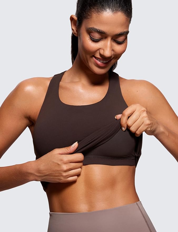 CRZ YOGA Butterluxe Workout Racerback Tank Tops for Women - Padded Athletic Spandex Yoga Shirts with Built in Bra