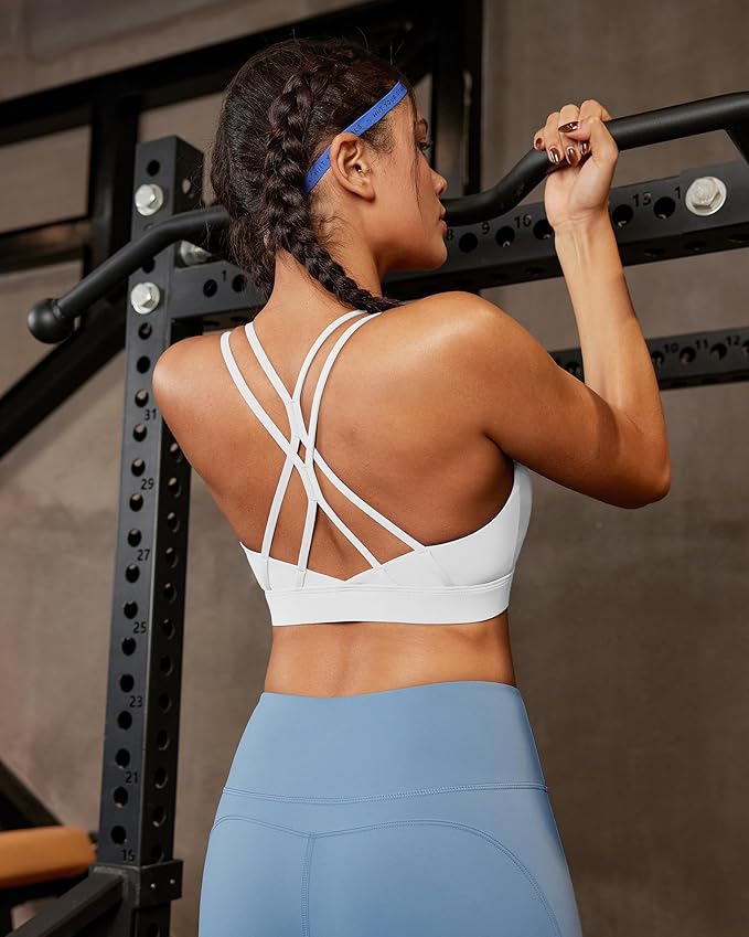 RUNNING GIRL Sports Bras for Women,Strappy Crisscross Back Padded Low Impact Running Sports Bra with Removable Cups