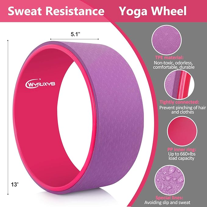 Yoga Wheel Set 11-in-1,Back Roller & 2 Blocks with Strap,Resistance Bands,Jump Rope,Carrying Bag,Perfect Yoga Back Wheel Accessory Starter Kit for Beginner, Stretching, Improving Backbends