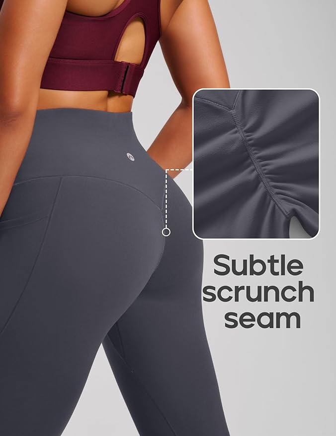 Heathyoga Scrunch Butt Lifting Leggings with Pockets for Women Tummy Control Compression Leggings No Front Seam Yoga Pants