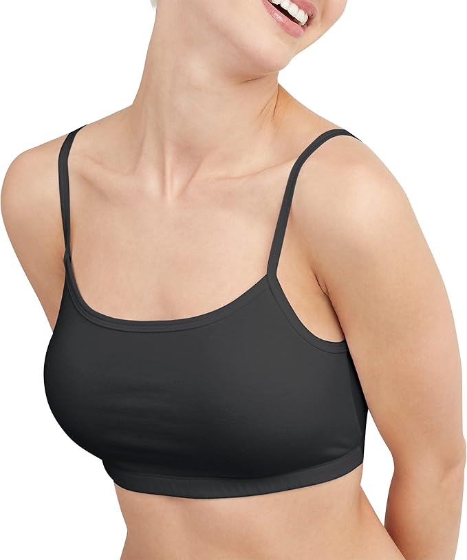 Hanes Women's String Bralette Pack, 3-Pack, Cotton Sports Bralette Bras for Women, Solid or Assorted Wireless Bras