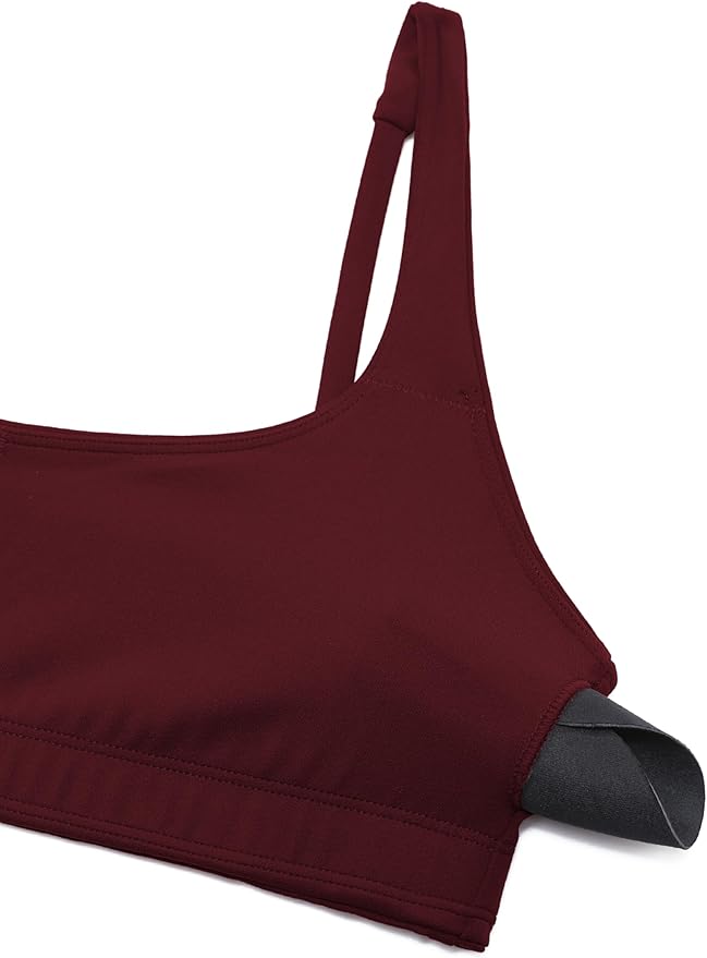 CRZ YOGA Butterluxe Square Neck Spaghetti Strap Sports Bras for Women - Low Coverage Yoga Wireless Padded Cami Crop Top