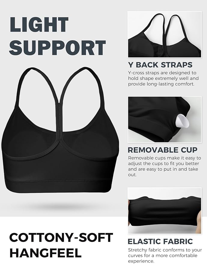 Buauty Sports Bra for Women, Y Back Light Support Workout Bra with Removable Pads for Yoga Pilates Gym
