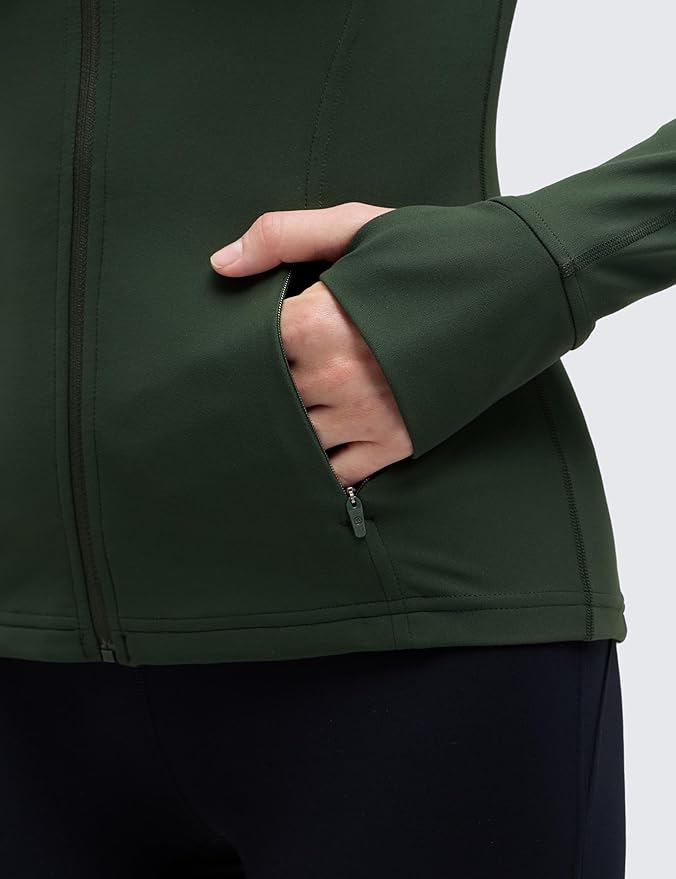 CRZ YOGA Butterluxe Hip Length Jackets for Women - Full Zip Athletic Track Tops with Thumb Holes Pockets