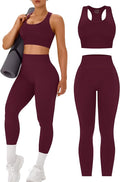 OLCHEE Womens Workout Sets 2 Piece - Acid Wash Seamless Yoga Outfits High Waist Leggings Padded Racerback Sports Bra Gym Set
